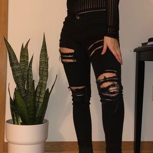 Flying Monkey distressed black skinny jeans